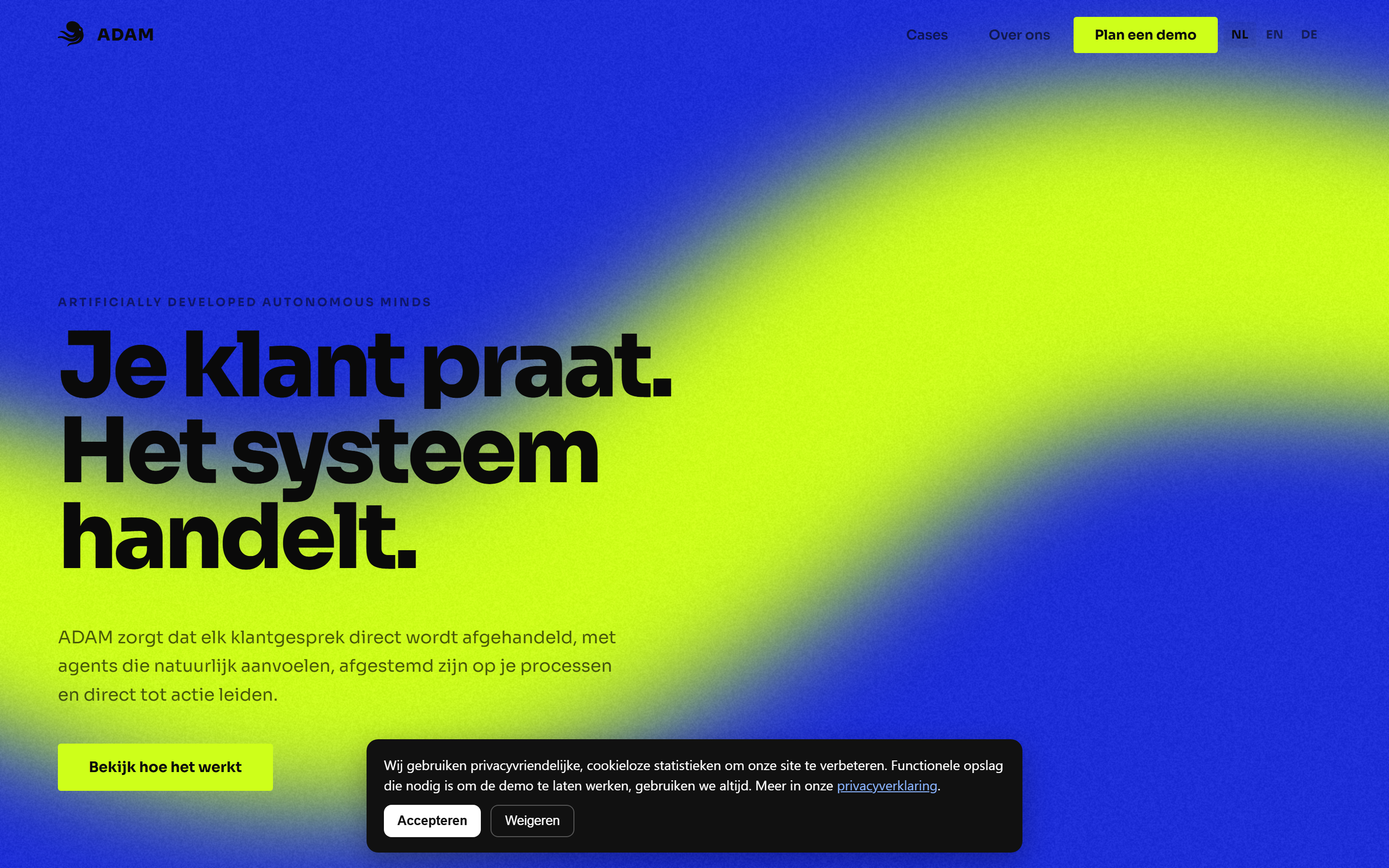 De website van ADAM, de studio achter Rally